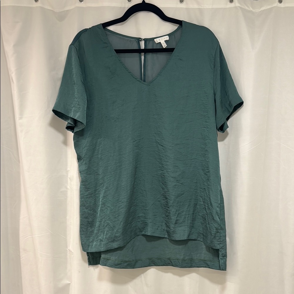 Leith Green Relaxed Short Sleeve Blouse